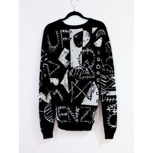 KENZO Scribble UFO Tubular Wool Jacquard Sweater in Black Unisex